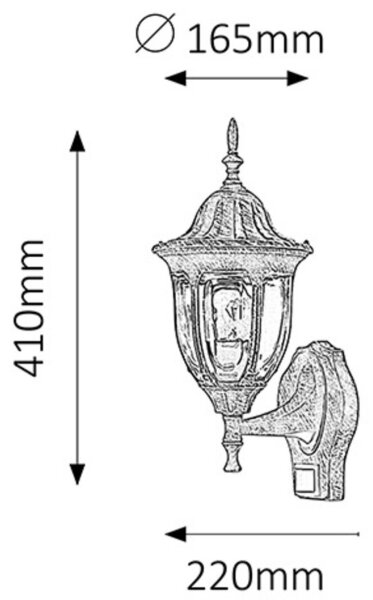 Rabalux 8370 - Lampă de exterior cu senzor MILANO 1xE27/60W/230V IP43