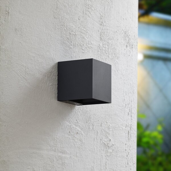 PRIOS Prios LED lampă solară de perete Lius, înălțime 15 cm, senzor mișcare, Negru, Metal, Modern