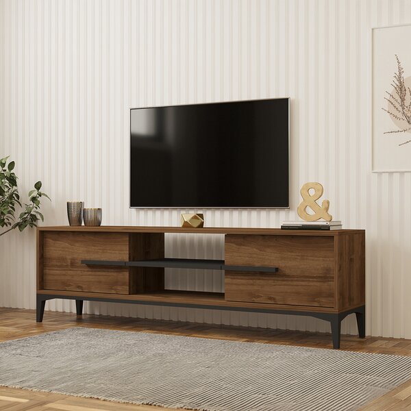 Comoda TV Eslora, culoare nuc-antracit, 160 x 34.6 x 45 cm