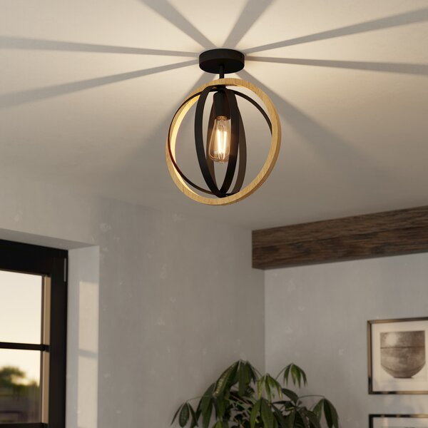 EGLO Basildon plafonieră din lemn și oțel, reglabil, Lemn, Camera de zi / sufragerie, Lemn, Modern