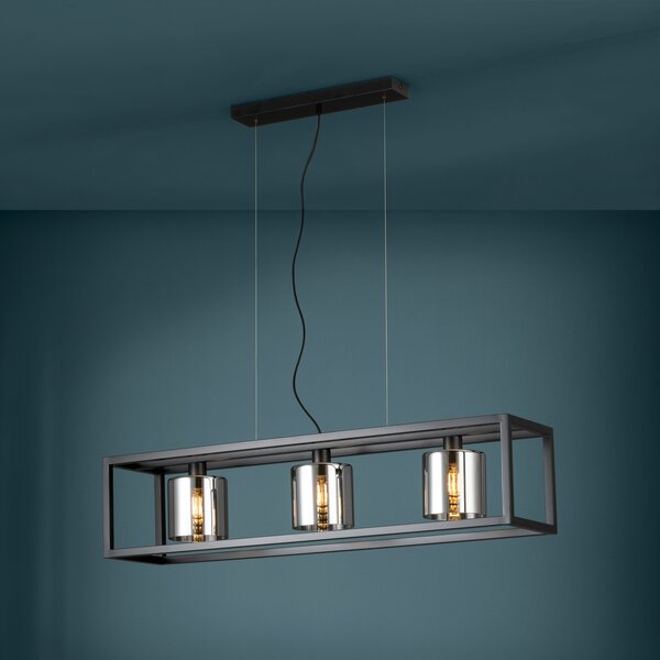 EGLO Brisling lampă suspendată, 3 becuri, negru, reglabil, Negru, Camera de zi / sufragerie, Metal, Modern
