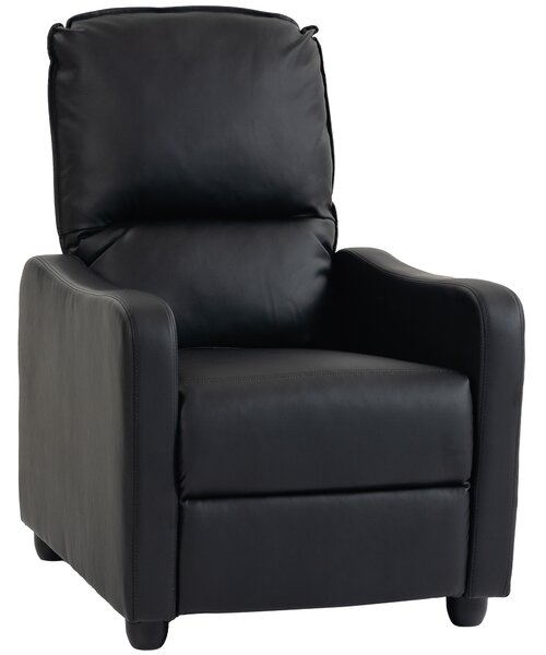 HOMCOM Fotoliu Relax Reclinabil Manual 155° cu Suport pentru Picioare, din Piele Ecologică PU, pentru Living și Dormitor, 69x91x100 cm, Negru | Aosom Romania