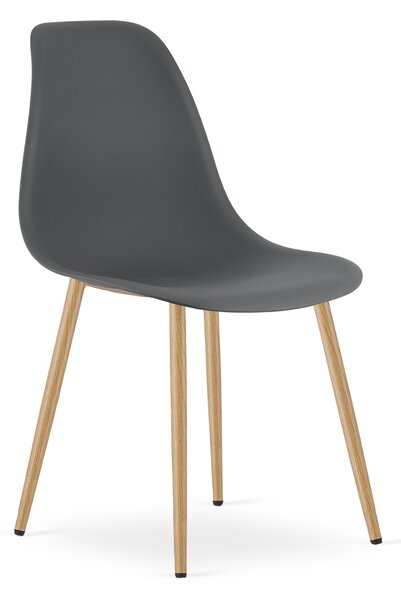 Scaun Bucatarie/Dining Velo Plus Gri Inchis Picioare Metalice Finisaj Lemn