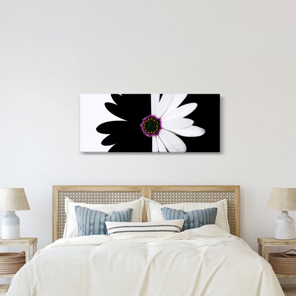 Tablou - Floare, alb- negru (120x50 cm)