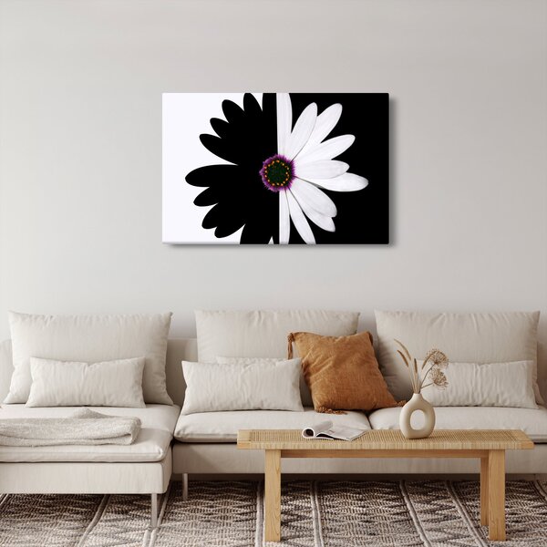 Tablou - Floare, alb- negru (90x60 cm)