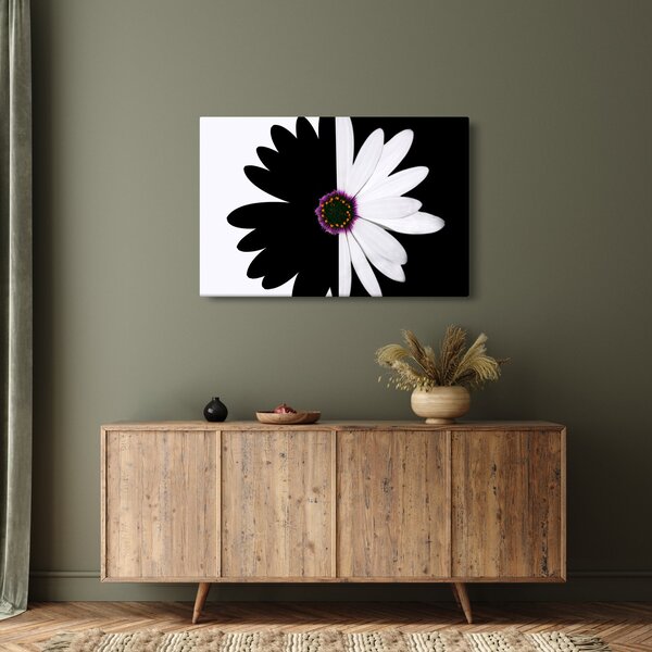 Tablou - Floare, alb- negru (90x60 cm)