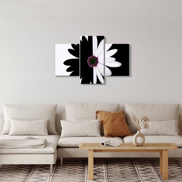 Tablou - Floare, alb- negru (90x60 cm)