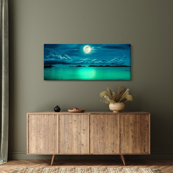Tablou - Luna plină deasupra apei (120x50 cm)