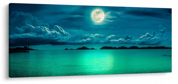 Tablou - Luna plină deasupra apei (120x50 cm)