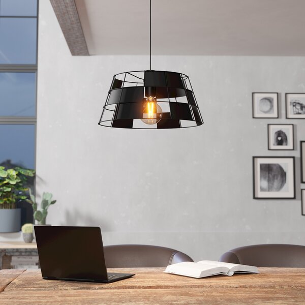 EGLO Pontefract lampă suspendată din oțel, negru, reglabil, Negru, Camera de zi / sufragerie, Metal, Modern