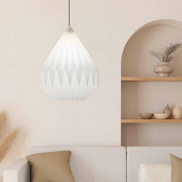 EGLO Lampă suspendată din hârtie de monetărie, Ø 45 cm, reglabil, Alb, Camera de zi / sufragerie, Hârtie / Carton, Scandinavă