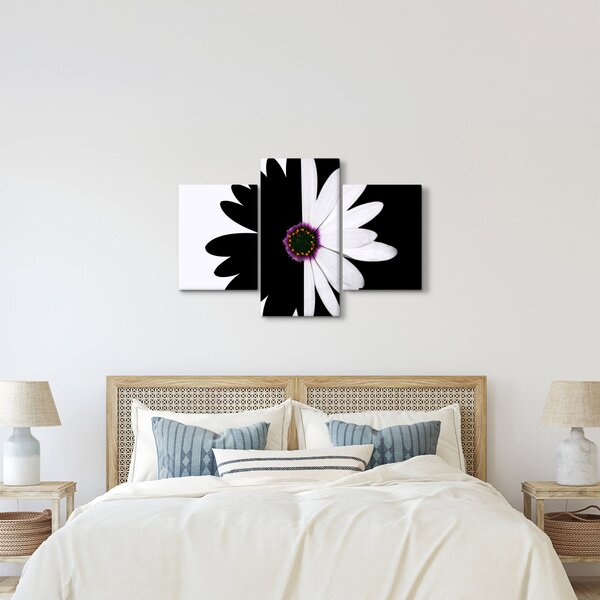 Tablou - Floare, alb- negru (90x60 cm)