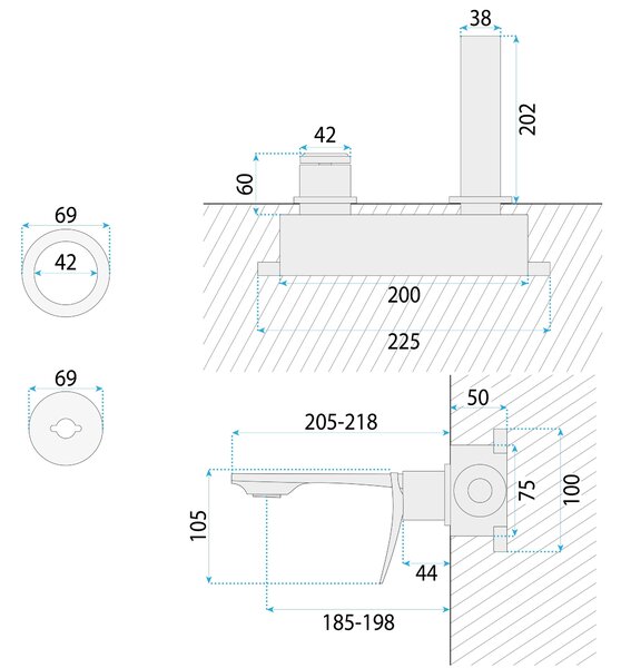 Baterie de lavoar încastrată REA VISION Titan + BOX