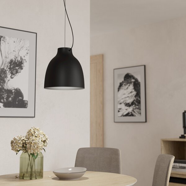 EGLO Camasca lampă suspendată, 1 bec, negru, reglabil, Negru, Camera de zi / sufragerie, Metal