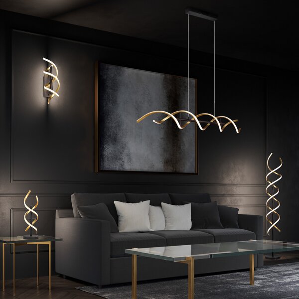 Trio Lighting Lampadar LED Sequence, dimabil, CCT, alamă, reglabil, Auriu / Alamă, Camera de zi / sufragerie, Metal, Modern
