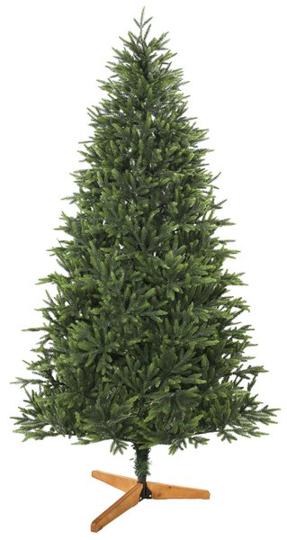 HOMCOM Brad artificial de Crăciun 180 cm, aspect realist și bogat, 732 ramuri din PE ignifug, bază pliabilă din lemn, verde | Aosom Romania