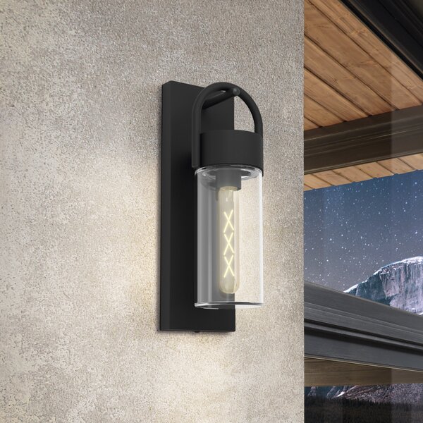 EGLO Carraro aplică de exterior, negru/clar, reglabil, Negru, Metal, Modern