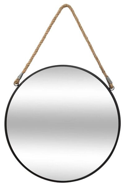Oglindă decorativă, suspendată, rotundă, Ø 55 cm, neagră
