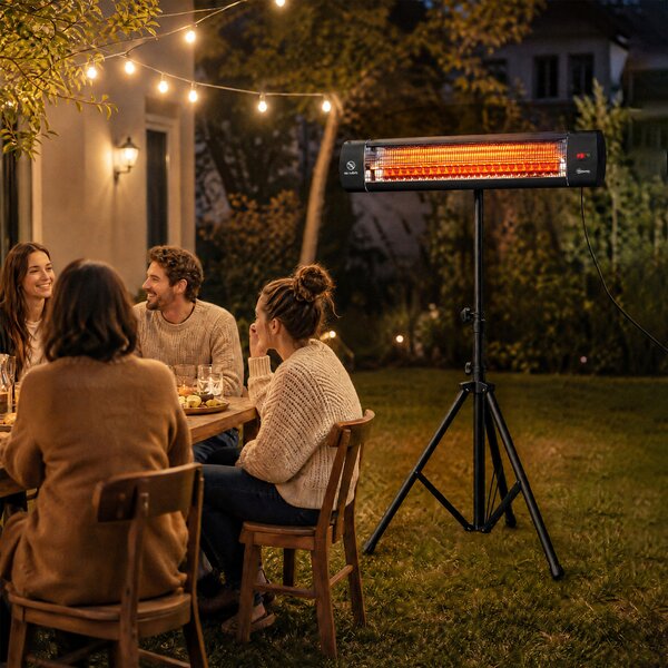 Outsunny Încălzitor Electric cu Infraroșu pentru Exterior 2500 W, Ip65, Negru | Aosom Romania