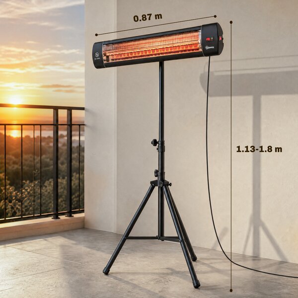 Outsunny Încălzitor Electric cu Infraroșu pentru Exterior 2500 W, Ip65, Negru | Aosom Romania