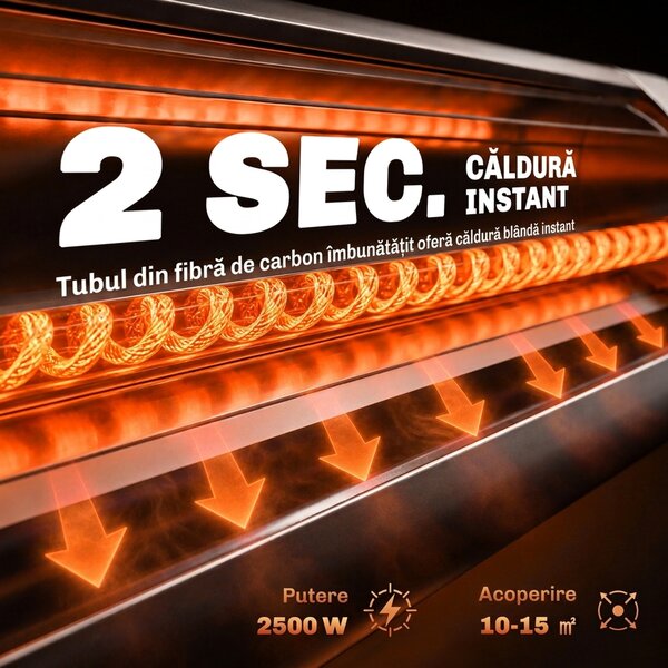 Outsunny Încălzitor Electric cu Infraroșu pentru Exterior 2500 W, Ip65, Negru | Aosom Romania