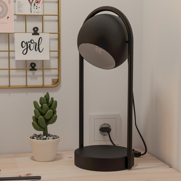 EGLO Murnia lampă de masă cu abajur mobil, Negru, Camera de zi / sufragerie, Metal, Scandinavă