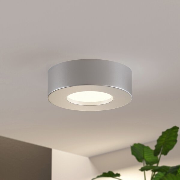 PRIOS Prios plafonieră LED Edwina, argintiu, 12 cm, set de 10, Gri, Baie, Metal, Modern