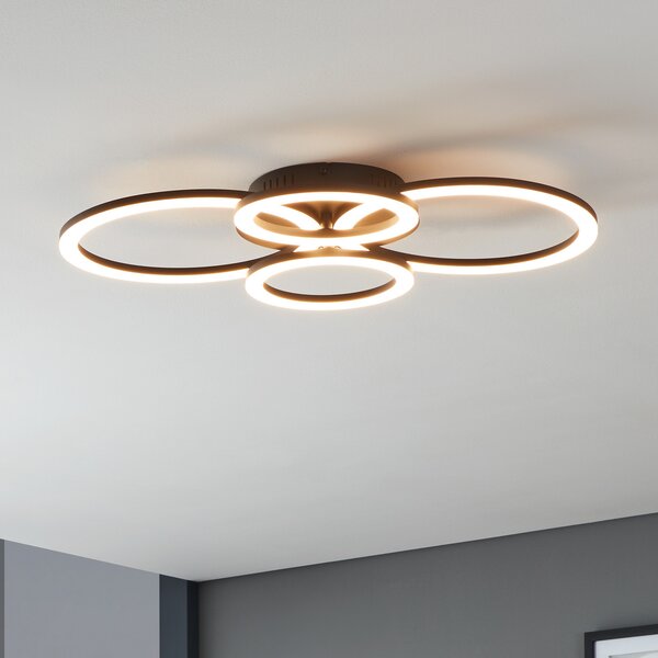 EGLO connect Parrapos-Z plafonieră LED, 4 becuri, reglabil, Negru, Camera de zi / sufragerie, Metal, Modern