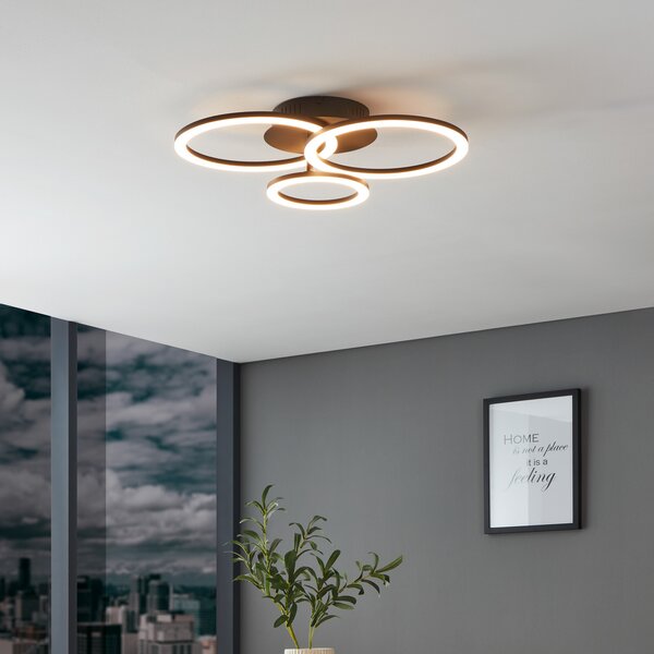 EGLO connect Parrapos-Z plafonieră LED, 3 becuri, reglabil, Negru, Camera de zi / sufragerie, Metal, Modern