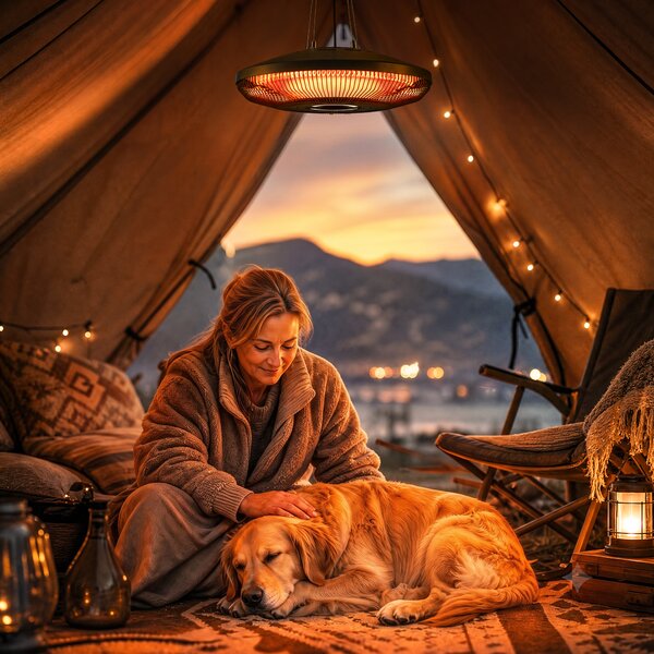 Outsunny încălzitor Electric Suspendat cu Infraroșu 1000/2000W, Negru | Aosom Romania