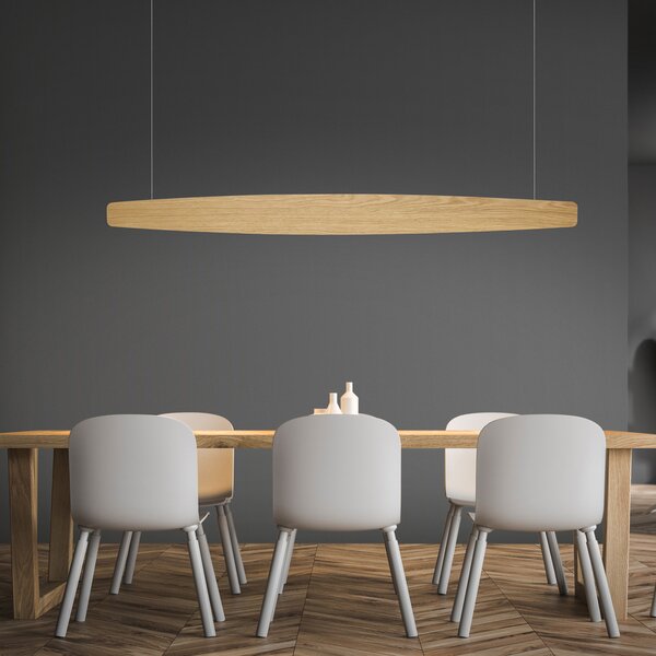 Quitani Suspensie LED Persida, 148 cm, stejar, 2.700 K, reglabil, Lemn, Camera de zi / sufragerie, Lemn, Casă de țară / Rustic