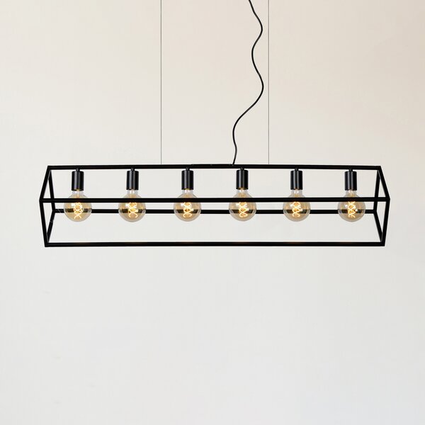 Lucide Lampă suspendată Fabian abajur metalic, 6 becuri, reglabil, Negru, Camera de zi / sufragerie, Metal, Modern