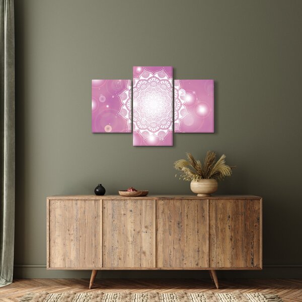 Tablou - Mandala pe fundal roz (90x60 cm)