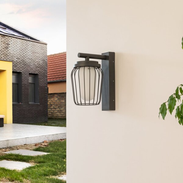 Lucande Aplică de exterior Chandan, 30 cm, antracit, aluminiu, reglabil, Negru, Aluminiu, Modern