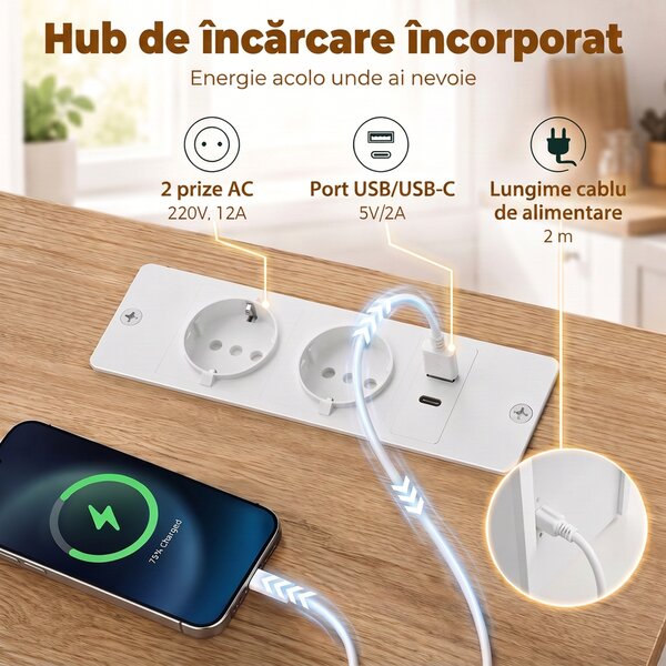 HOMCOM Cărucior de Bucătărie cu Priză Electrică, Mobil cu Roți, Alb | Aosom Romania