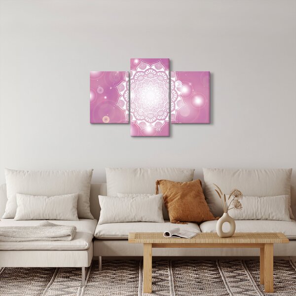 Tablou - Mandala pe fundal roz (90x60 cm)