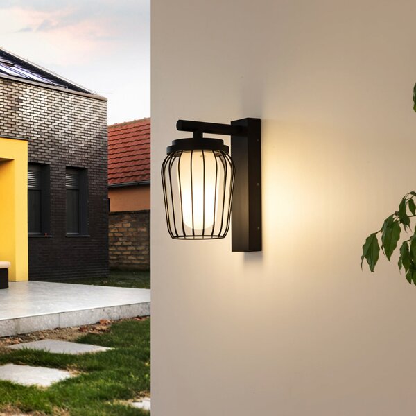 Lucande Aplică de exterior Chandan, 30 cm, antracit, aluminiu, reglabil, Negru, Aluminiu, Modern