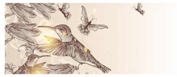 Tablou - Colibri (120x50 cm)