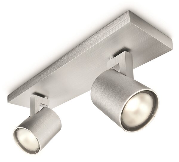 Philips myLiving Runner spot tavan GU10 2 bec alu, reglabil, Metalic, Camera de zi / sufragerie, Metal
