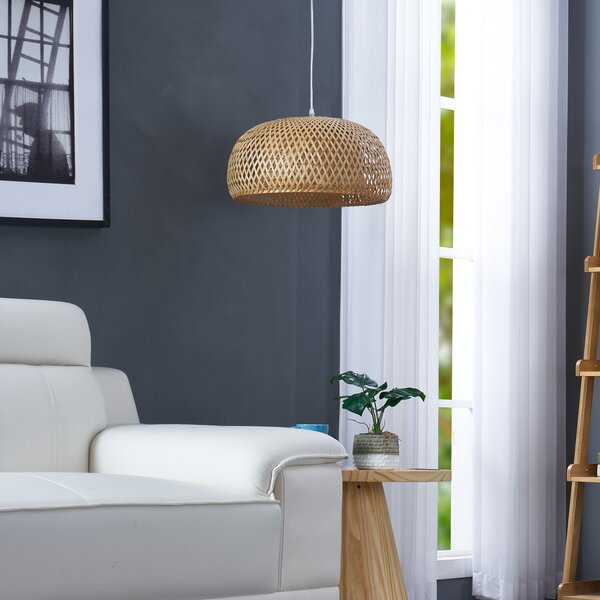 Lindby Lampă suspendată Jadwiga, Ø 45 cm, bambus, E27, reglabil, Lemn, Camera de zi / sufragerie, Bamboo, Scandinavă