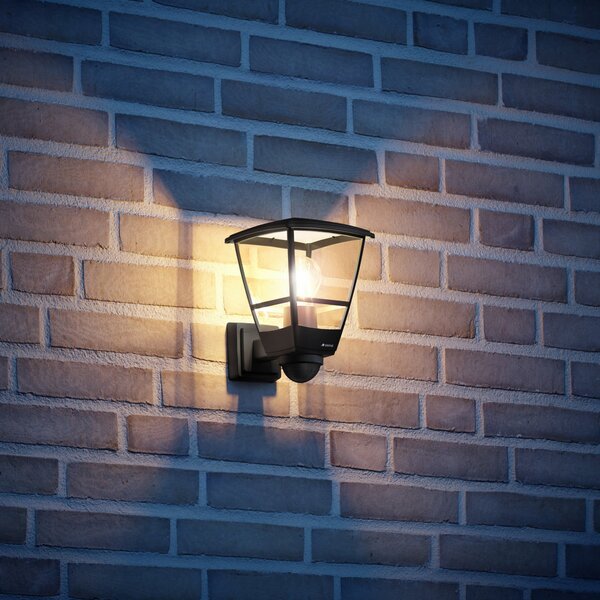 STEINEL L 10 S Lampă de perete pentru exterior cu senzor negru, reglabil, Negru, Plastic