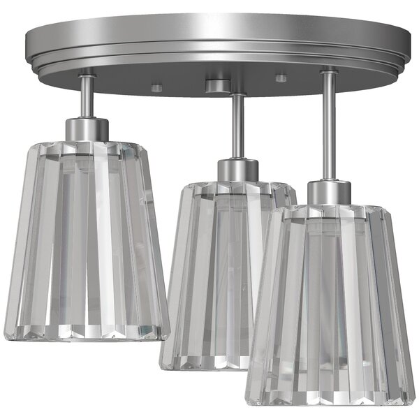 HOMCOM Plafonieră LED din Cristal cu 3 Lumini, Dulii E27, fără Becuri, pentru Living, Argintie | Aosom Romania