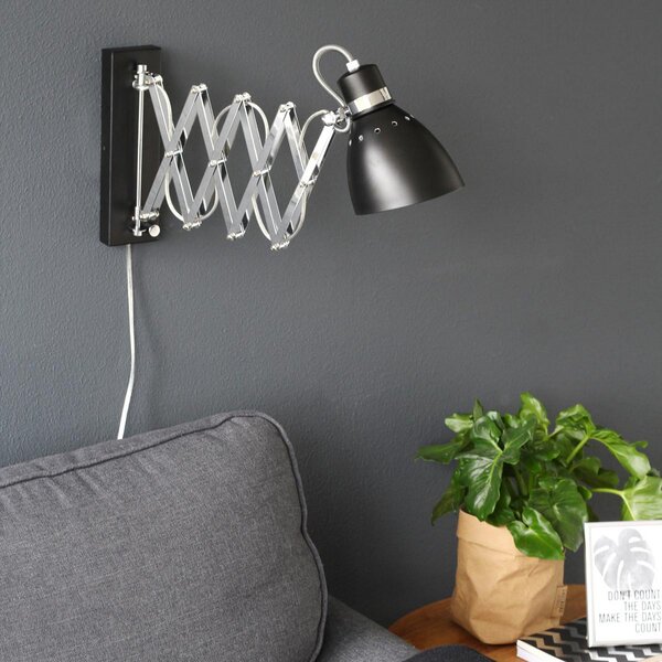 Steinhauer Lampă cu foarfecă arc, negru/cromat, reglabil, Gri, Camera de zi / sufragerie, Metal, Modern