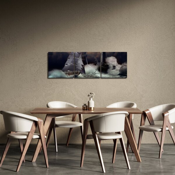 Tablou - Vapor în furtună (cu ceas) (90x30 cm)