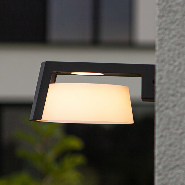 LUTEC Aplică de exterior Moon LED, antracit, CCT, IP44, Negru, Metal, Modern