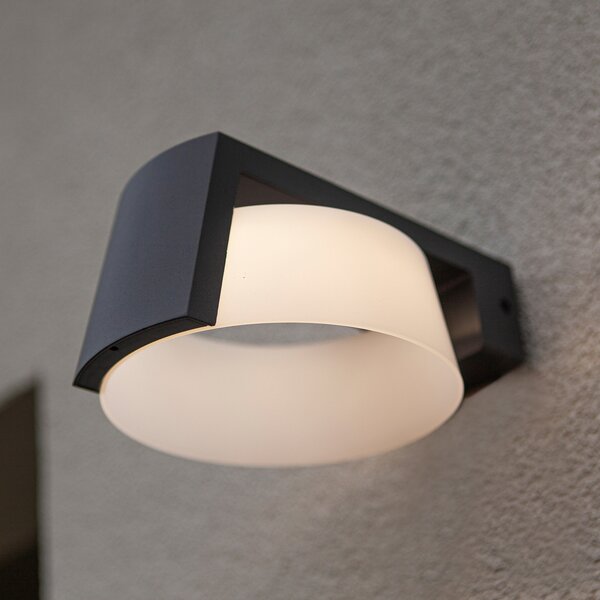 LUTEC Aplică de exterior Moon LED, antracit, CCT, IP44, Negru, Metal, Modern