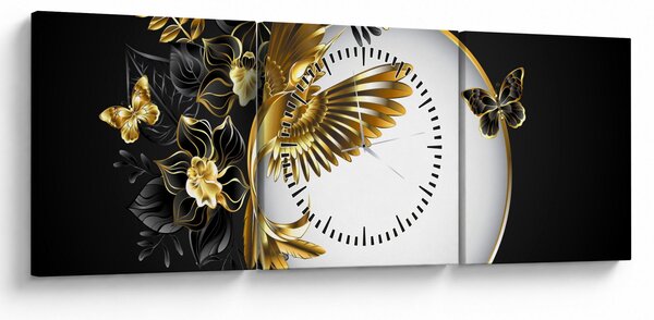 Tablou - Bile cu motive aurii (cu ceas) (90x30 cm)