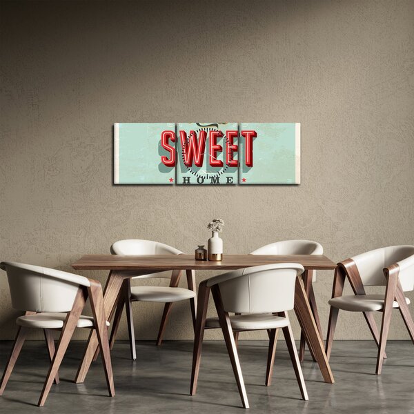Tablou - Home sweet home (cu ceas) (90x30 cm)