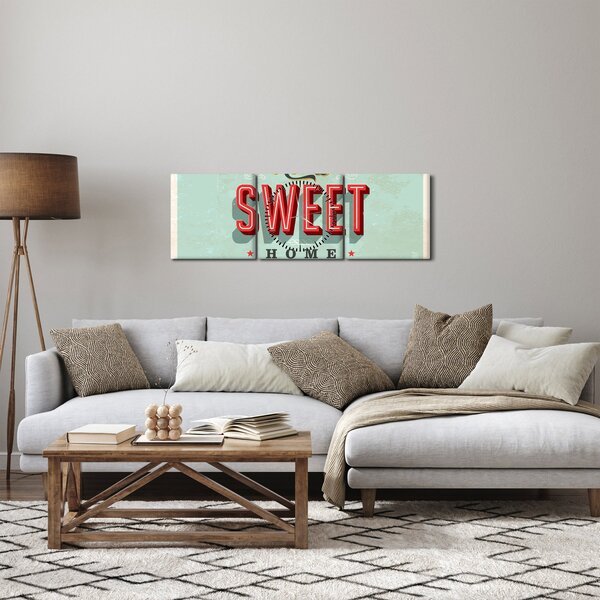 Tablou - Home sweet home (cu ceas) (90x30 cm)