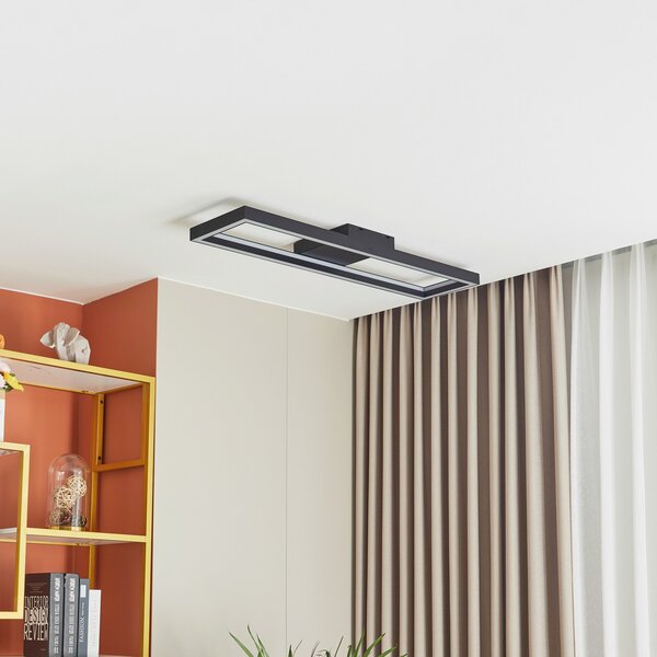 Lucande Smart LED Tjado, 100 cm, negru, RGBW, reglabil, Negru, Camera de zi / sufragerie, Metal, Modern